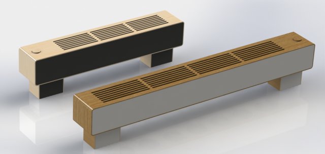 Designový konvektor kombinující dřevo a lakovanou nerez COIL-SD