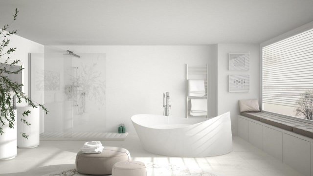 Pokud jste introverti, bude se vám v bílé koupelně relaxovat ještě líp. Je totiž dokázáno, že bílou ocení lidé, kteří jsou umírněnější a mají rádi ve svém životě řád (zdroj: www.shutterstock.com, foto: ArchiVIZ)