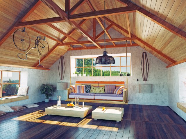 Kolo zavěšené u stropu vypadá v místnostech s vysokými stropy skvěle. (Zdroj : Zastolskiy Victor, Shutterstock)