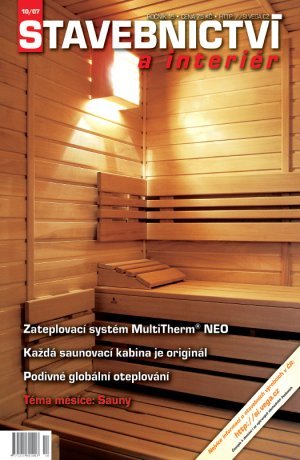 Sauna DYNTAR typu ROYAL DESIGN uveřejněná na titulní straně časopisu Stavebnictví a interiér 10/2007