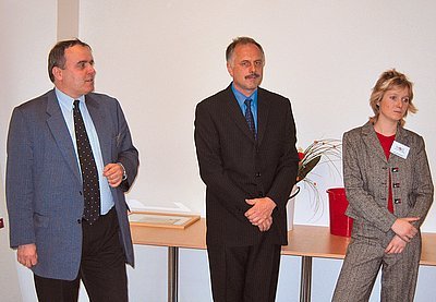 A ti, co ceny rozdávali – zleva Ing. Rudolf Böhm, RNDr. Jiří Hejhálek a Ing. Jana Svítková