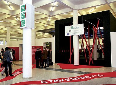 Prezentace klastru Clutex v pavilonu brněnského výstaviště v loňském roce – pohled do vstupní části expozice