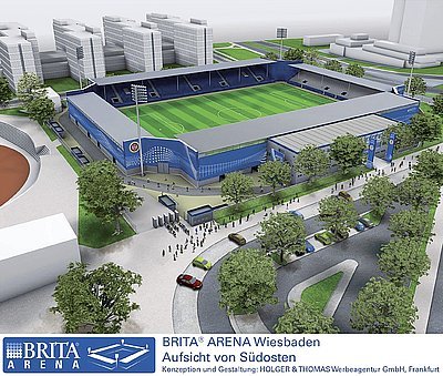 Vizualizace fotbalového stadionu BRITA Aréna