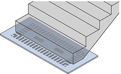 Prvek HTF-B slouží pro elastické uložení schodišťových ramen na základovou desku ve spodním podlaží