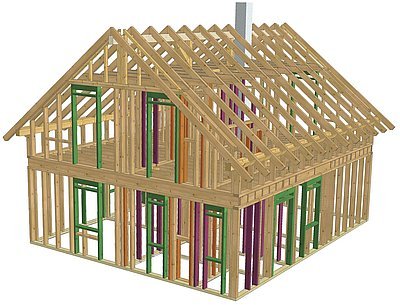 Obr. 2: Vizuální rozlišení různých konstrukčních prvků ve 3D zobrazení