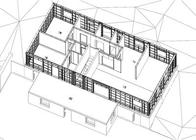 Přízemní část domu je postavena technologií montovaných staveb LindabConstruline