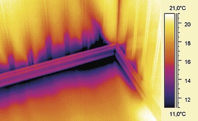 Příklad termogramu – vlhkost zdiva