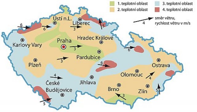 Teplotní oblasti v České republice