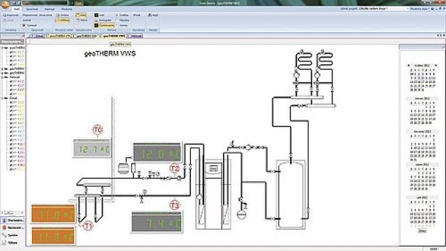 Schéma zapojení TČ geoTHERM plus VWS 64/3 a on-line monitoring