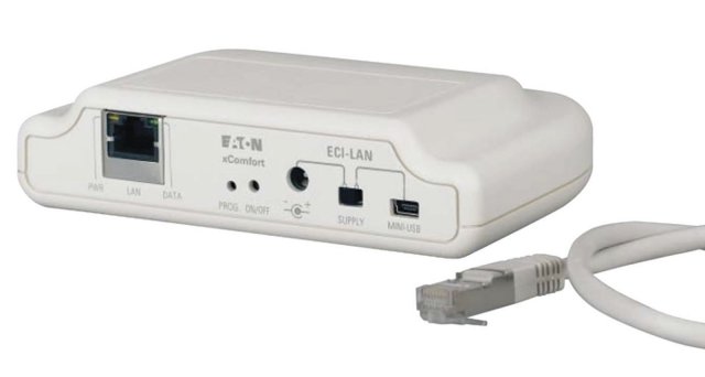 RF Ethernet interface (ECI) v provedení
LAN nebo WIFi – v budově je využíváno
v případě problematické komunikace mezi
patry nebo objekty
(archiv Eaton Elektrotechnika)