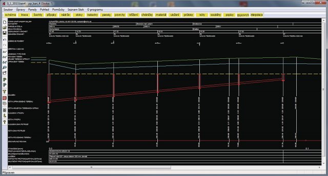 Stanovení podélného profilu kanalizace a terénu v rámci modulu Podélný profil kanalizace programu AutoPEN