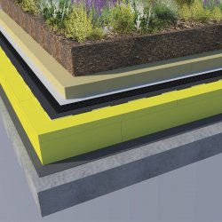 Schéma zelené střechy s vegetačním panelem