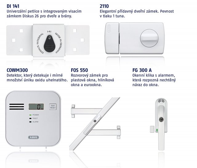 Vybrané produkty zabezpečení objektů ABUS