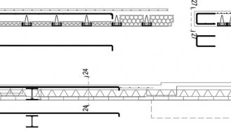 Obr. 5 Konstrukce balkonu včetně rohového okna (obrys čárkovaná čára)