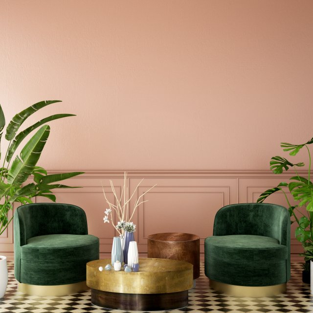 Interiéry roku 2020 si žádají extravaganci a výrazné prvky jakým je třeba saténem polstrovaný sedací nábytek nebo kovové doplňky. foto: Ume illustration, Shutterstock