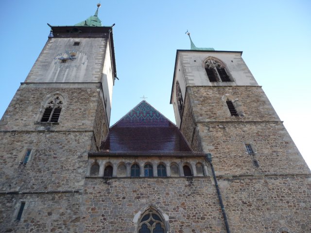 Pohled na kostel Sv. Jakukba Většího v Jihlavě a jeho zrekonstruovaný plášť střechy. Foto: Královská kanonie premonstrátů na Strahově 