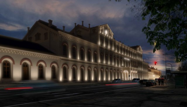 Noční vizualizace budoucí podoby nádraží. Foto: archiv Správy železnic