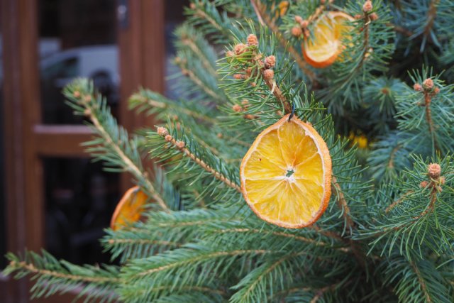 Toužíte po vánočním stromku, který bude krásný, a přesto nebudete muset utrácet spoustu peněz za ozdoby? Zavěste na něj šišky, sušené pomeranče či jablka. Ovoce navíc podmanivě provoní celý domov. Zdroj: HE WEIJING, Shutterstock
