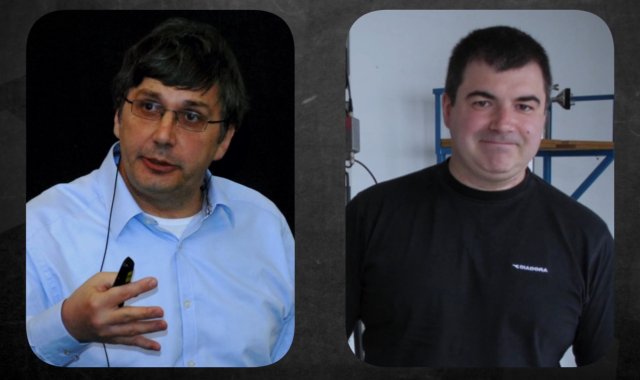 Andre Geim s kolegou Konstantinem Novoselovovem, kteří jako první na světě izolovali vločky grafenu. Foto: Youtube Undecided with Matt Ferrell