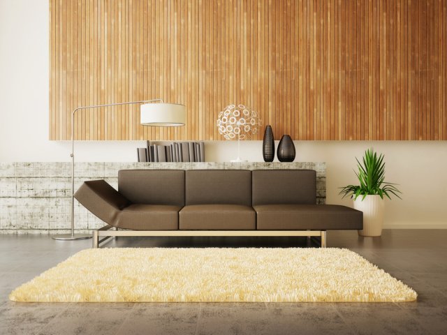 V obývacím pokoji se můžete řídit barvou pohovky. Pro tmavý gauč klidně zvolte kontrastní žlutou. Interiér tak bude působit útulněji. Zdroj: AlexRoz