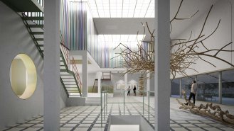 Vizualizace vítězného návrhu ateliéru Chybik + Kristof Associated Architects.