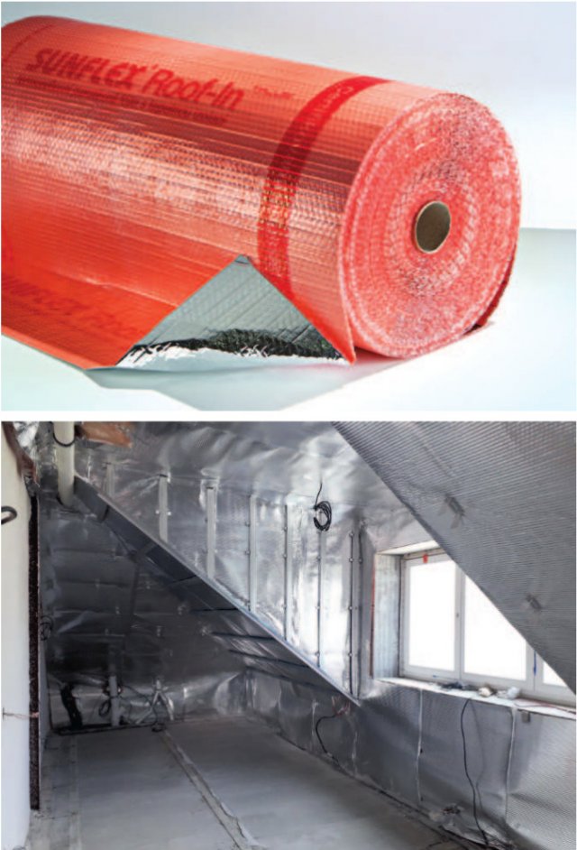 Parozábrana SUNFLEX Roof-In Plus má schopnost odrazit 95 % tepla a trvale šetřit až 20 %
z vašich nákladů na vytápění.