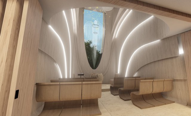 Součástí nového hospice bude i moderní kaple, která nabídne prostor pro tichou modlitbu i duchovní podporu pacientům a jejich blízkým. (foto hospic kaple) Zdroj: archiv Oblastní charity Hradec Králové