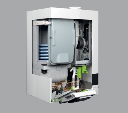 Logamax plus GB172i T50 – nástěnný kondenzační kotel s integrovaným 48litrovým zásobníkem.