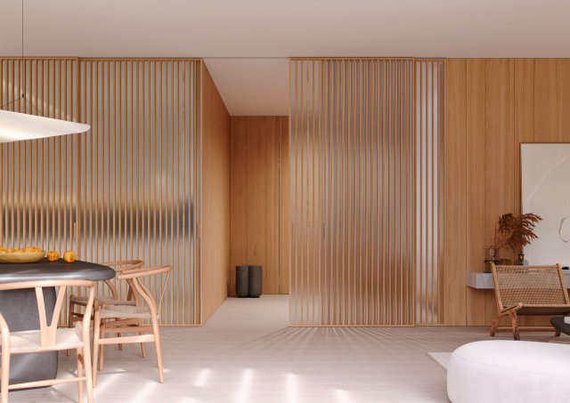Posuvné dveře IDEALINE WOOD VERTICAL v posuvu do stropu PREMIUM    
Zdroj: JAP FUTURE