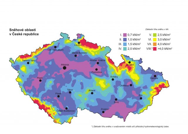 Sněhové oblasti ČR, Zdroj: SATJAM