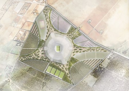 Nový stadion bude součástí rozsáhlého sportovního a zábavního komplexu. Vizualizace: www.populous.com