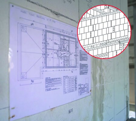Pro každou stavbu, kde jsou navrženy tvárnice Silka Tempo, zpracovávají BIM specialisté v Kompetenčním centru Xella 3D model budoucí stavby a podrobný kladečský plán. Z něho je vidět, co kam a jak umístit (viz detail v kolečku).