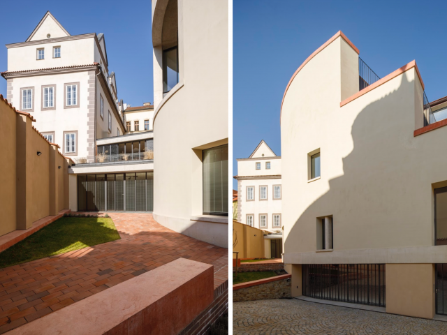 Konstrukce kombinuje zdivo Porotherm, bílý monolitický beton a střešní krytinu Tondach Bobrovka.