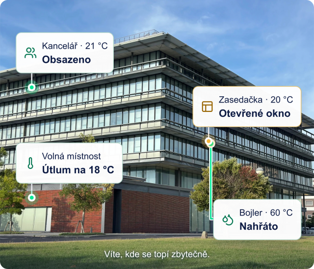 Díky SUNIO mohou správci budov na jednom místě sledovat spotřebu elektřiny, výrobu z fotovoltaiky i teploty v místnostech a hledat možnosti úspor.