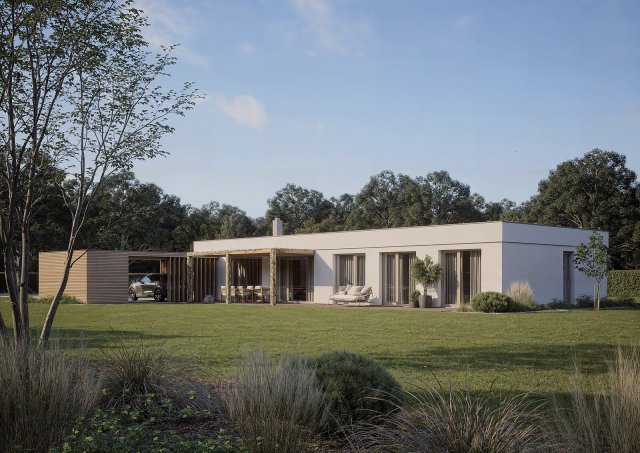 Rodinný dům ELEMENT je řešen jako moderní bungalov.